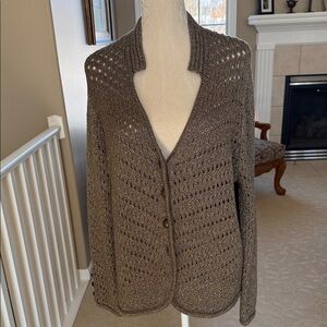 Chico's Brown Open Knit Cardigan